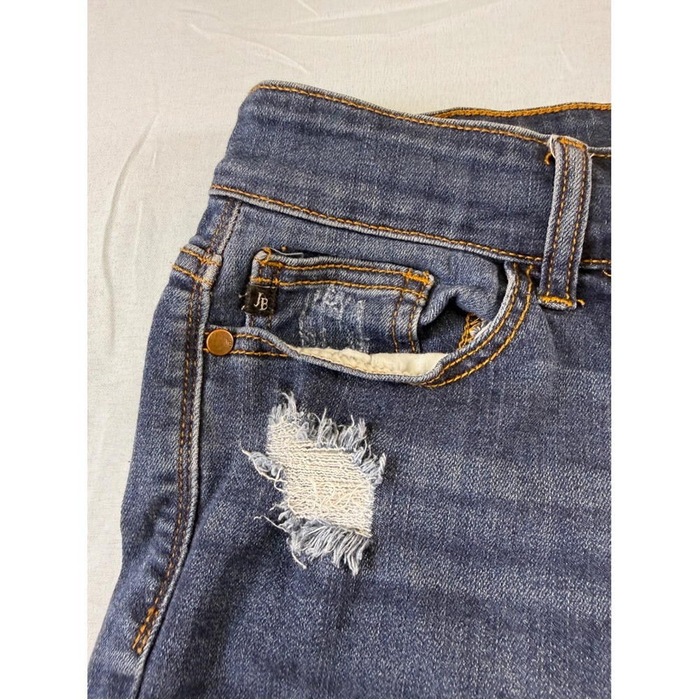 Judy Blue Los Angeles Dark Wash Distressed Cuffed Denim Shorts 1XL JB15004DK - Picture 15 of 16